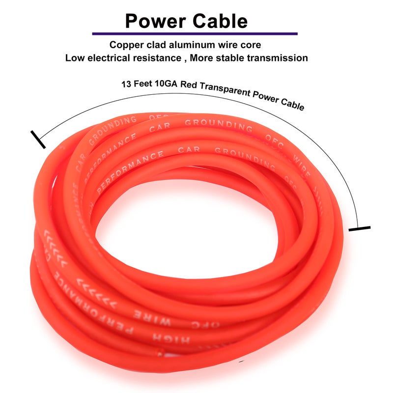 XMSJSIY Car Audio Wiring Kit Amplifier Cable Kit 1500 Watts Car Stereo Subwoofer Installation with Fuse for Car Truck Motorcycle 10 Gauge Amp - Image 2
