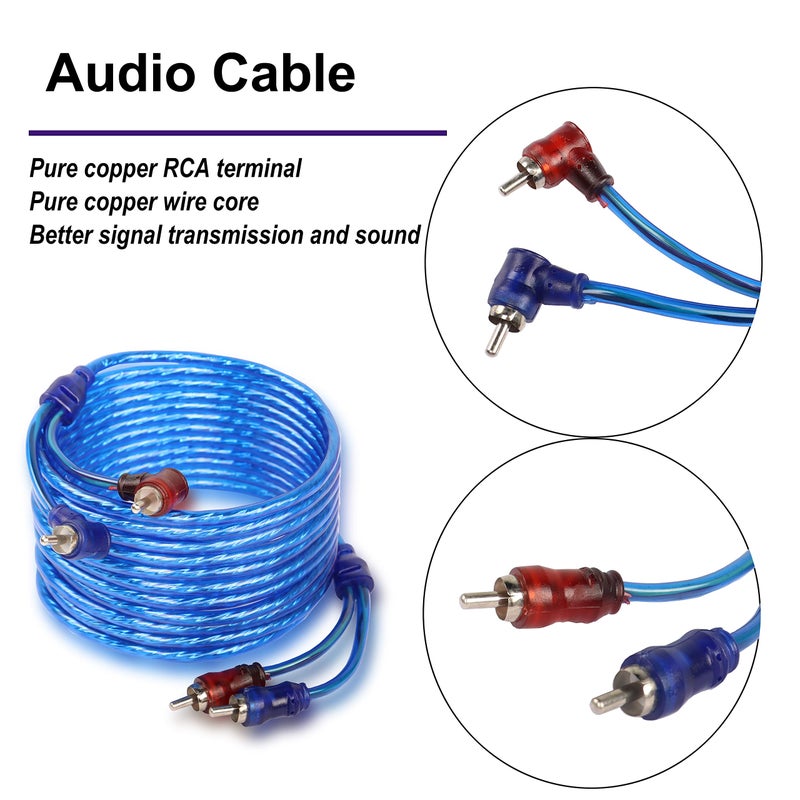 XMSJSIY Car Audio Wiring Kit Amplifier Cable Kit 1500 Watts Car Stereo Subwoofer Installation with Fuse for Car Truck Motorcycle 10 Gauge Amp - Image 4