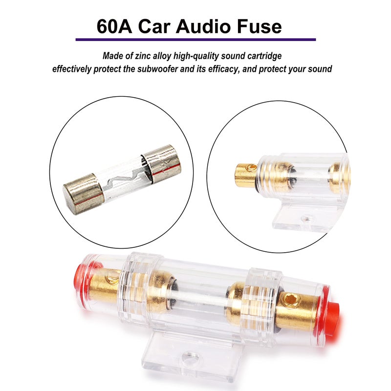 XMSJSIY Car Audio Wiring Kit Amplifier Cable Kit 1500 Watts Car Stereo Subwoofer Installation with Fuse for Car Truck Motorcycle 10 Gauge Amp - Image 3