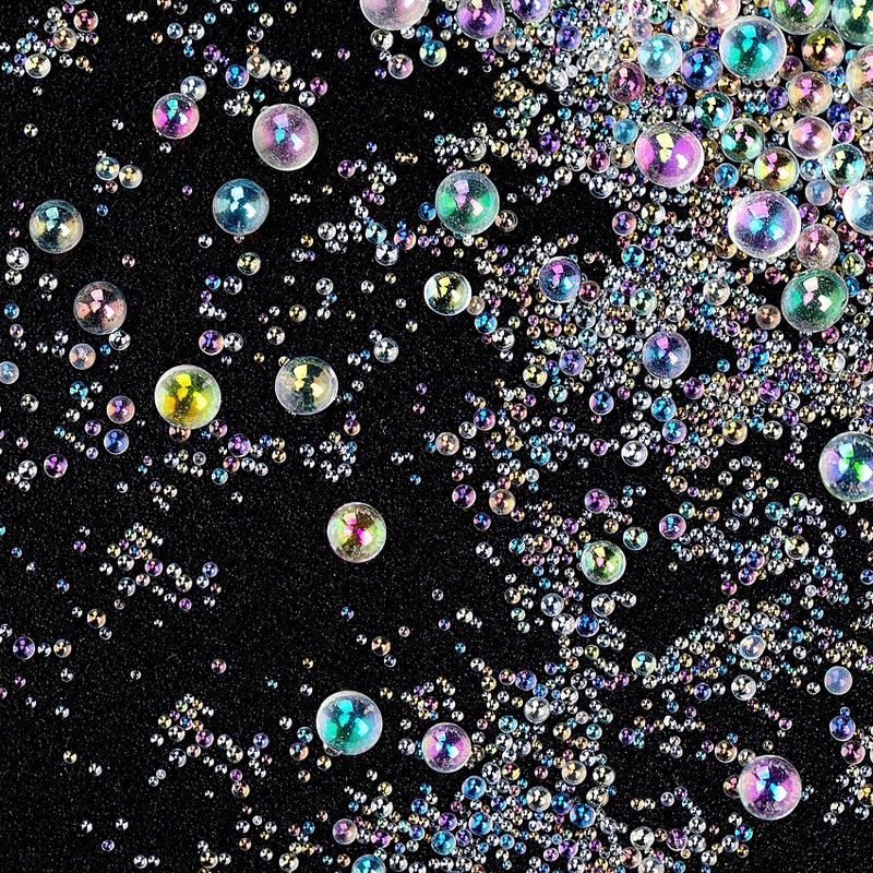 OIIKI 150g UV Resin Bubble Beads Transparent Colorful Beads No Hole Tiny Beads Supplies Accessories for Molds Fillers Jewelry Making 04mm to 3mm