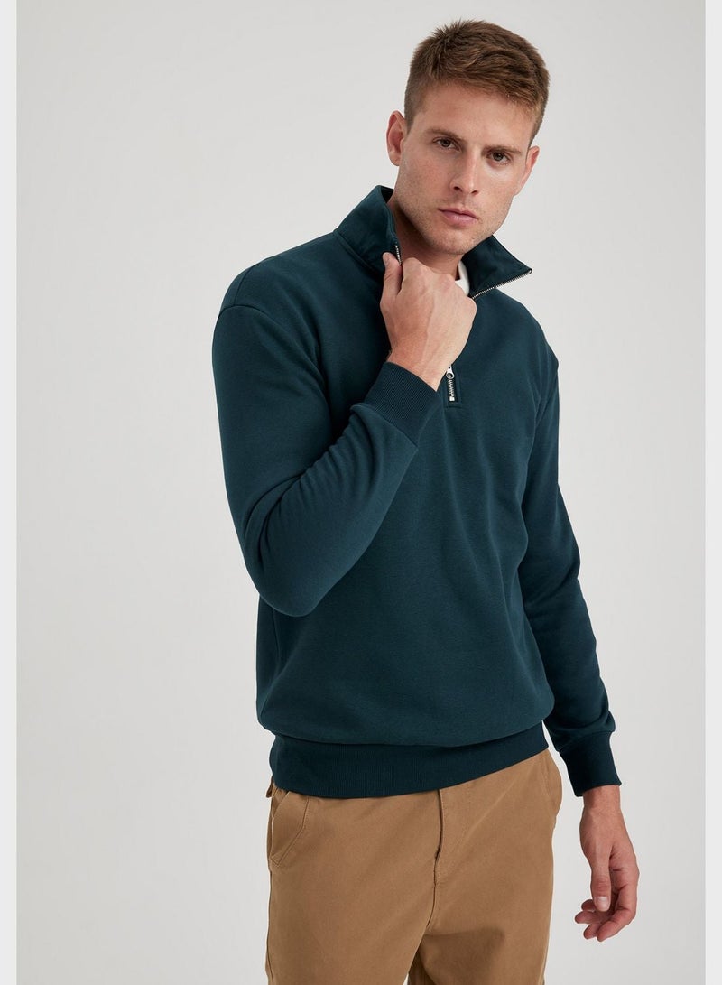 DeFacto Zippered Knitted Sweatshirt - Image 1