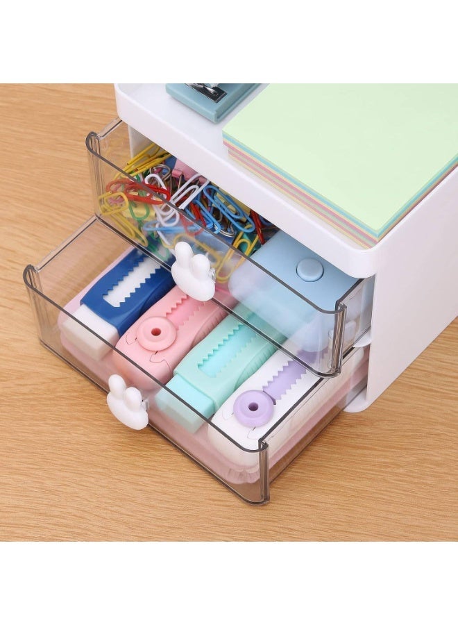 HZYH Small Desk Organizer with Drawer, Office Desktop Storage Box, Business Card/Pen/Pencil/Mobile Phone/Stationery Holder Storage Box, Makeup Organizer for Office School Home (White) - Image 5