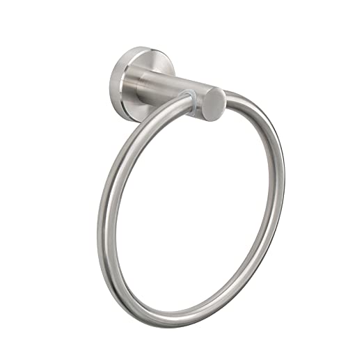 NearMoon Bath Towel Ring, Bathroom Hardware Accessories-Thicken Stainless Steel Hand Towel Holder for Bathroom, Modern Round Towel Hanger Wall Mounted (Brushed Nickel, 1 Pack) - Image 1