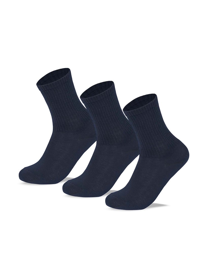 SAM SOCKS Kids Set of 3 Long School Plain Socks Navy Blue size 30-33 EU - Image 1