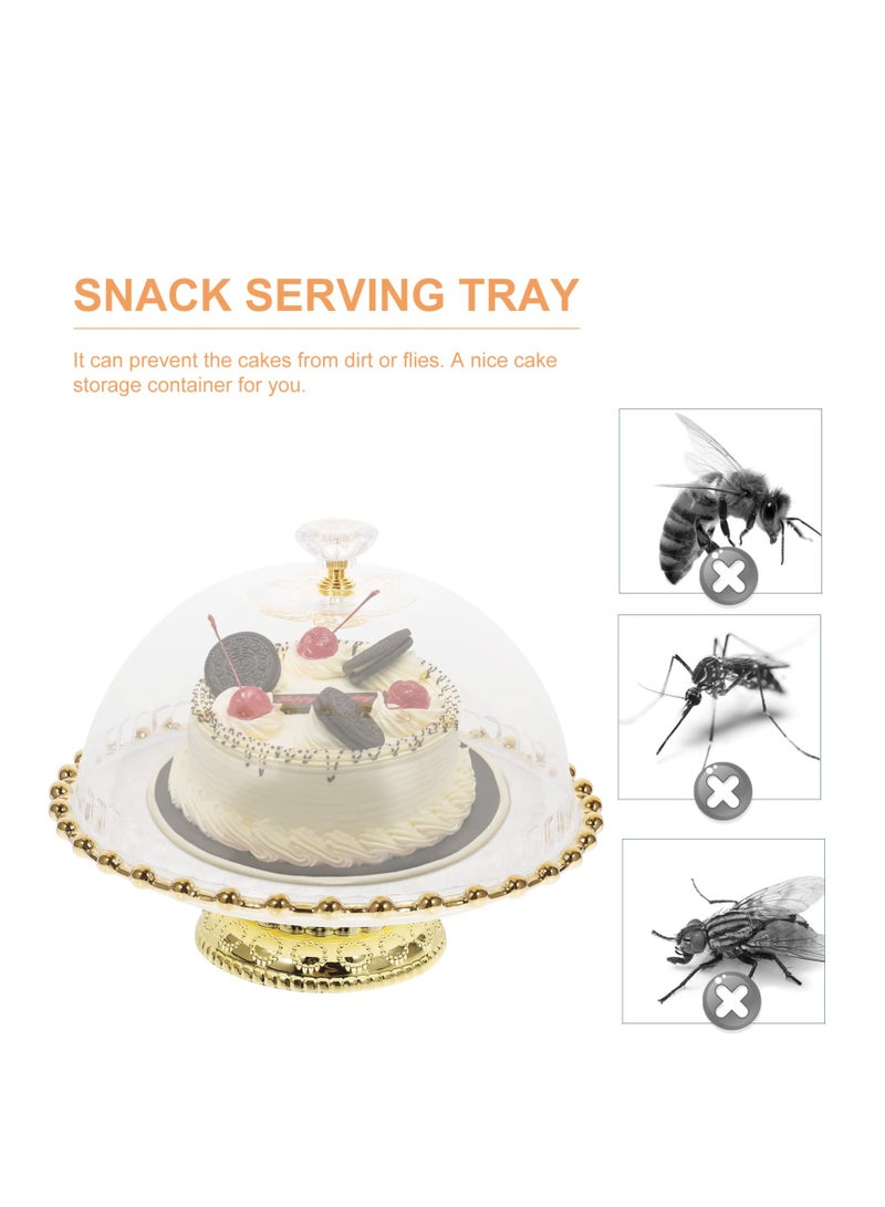 SYOSI Cake Tray with Glass Dome, Round Clear Cloche Dome Cake Plate, Cupcake Stand Pastry Display Dish Cake Pan Cover for Cake Dessert White  - Image 4