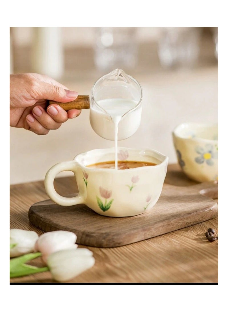 Ceramic flower-decorated coffee cup and saucer - Image 3