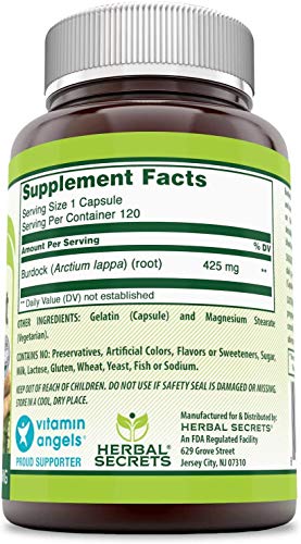 Herbal Secrets Burdock Root 425 Mg Capsules (Non-GMO) (120 Count - Pack of 2) - Image 3