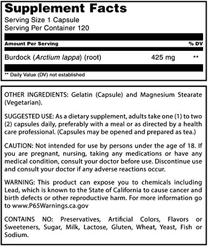 Herbal Secrets Burdock Root 425 Mg Capsules (Non-GMO) (120 Count - Pack of 2) - Image 5
