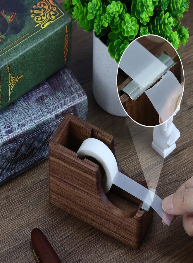 MultiBey Wooden Tape Dispenser for Desk, North American Walnut Wood Tape Dispenser Desk Stylish Desktop Tape Cutter, Black Walnut Office Supplies and Accessories for School Home Office - Image 4