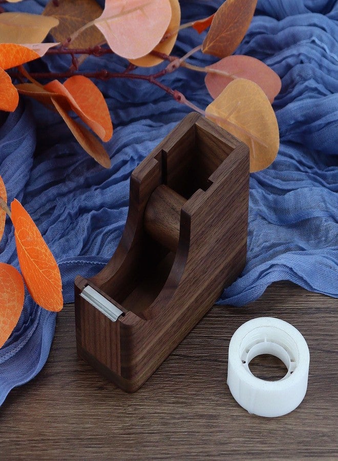 MultiBey Wooden Tape Dispenser for Desk, North American Walnut Wood Tape Dispenser Desk Stylish Desktop Tape Cutter, Black Walnut Office Supplies and Accessories for School Home Office - Image 2
