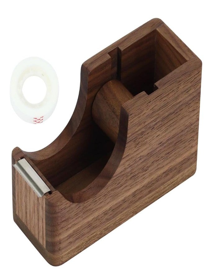 MultiBey Wooden Tape Dispenser for Desk, North American Walnut Wood Tape Dispenser Desk Stylish Desktop Tape Cutter, Black Walnut Office Supplies and Accessories for School Home Office - Image 1