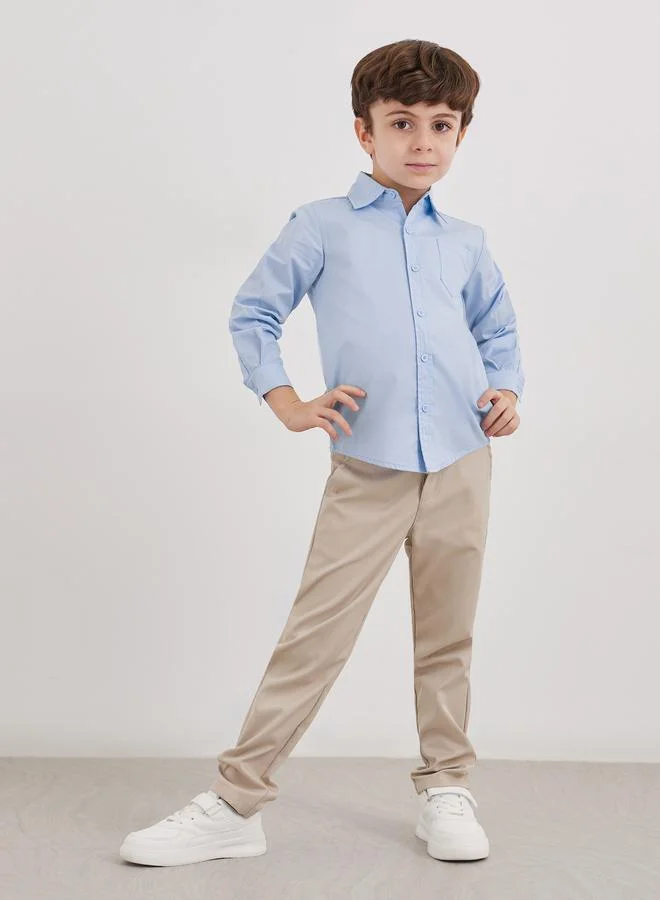 ستايلي Styli Boys Light Blue Long Sleeves Shirt with Pocket