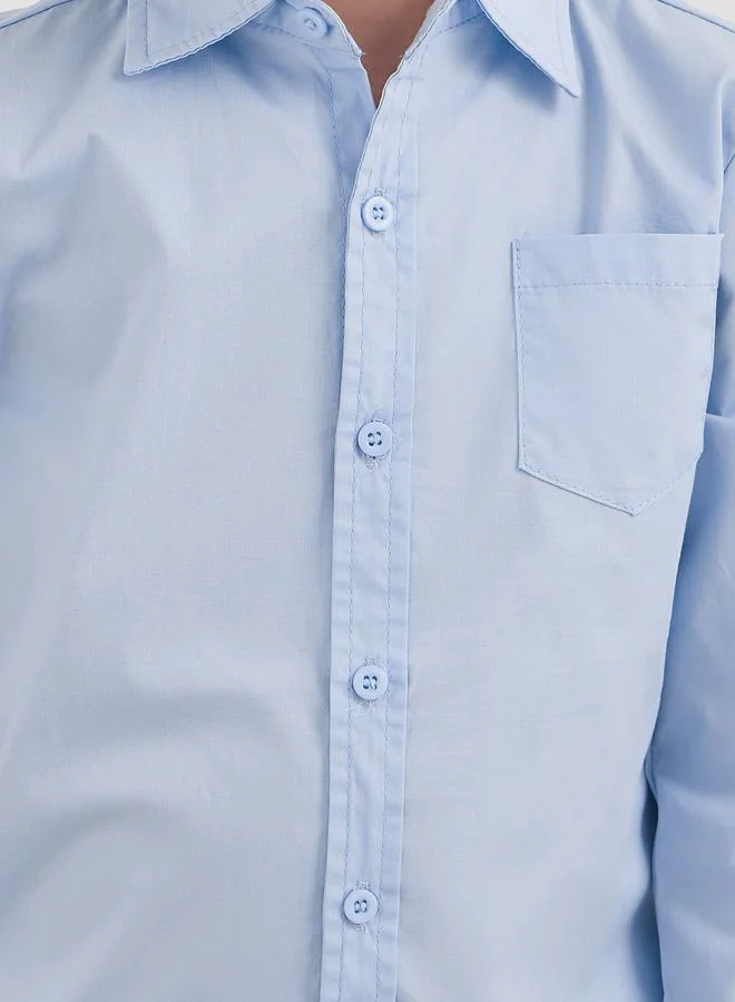 Styli Styli Boys School Uniform Light Blue Long Sleeves Shirt with Pocket