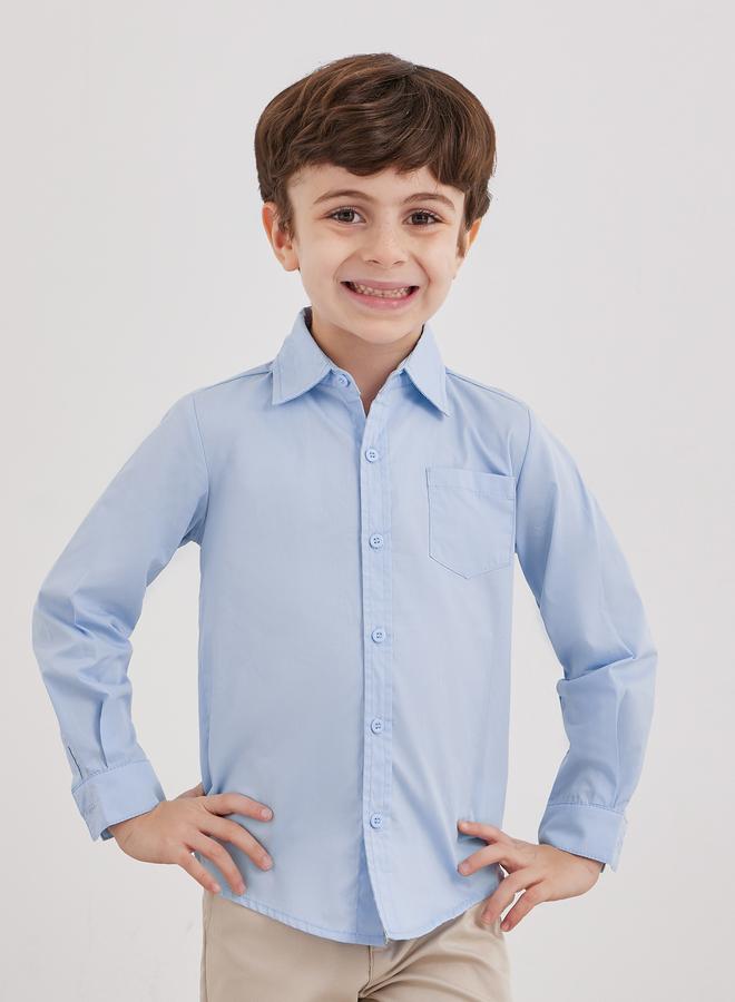 ستايلي قميص مدرسي أزرق فاتح بأكمام طويلة وجيب للأولاد - Image 1