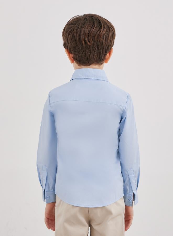 ستايلي قميص مدرسي أزرق فاتح بأكمام طويلة وجيب للأولاد - Image 4