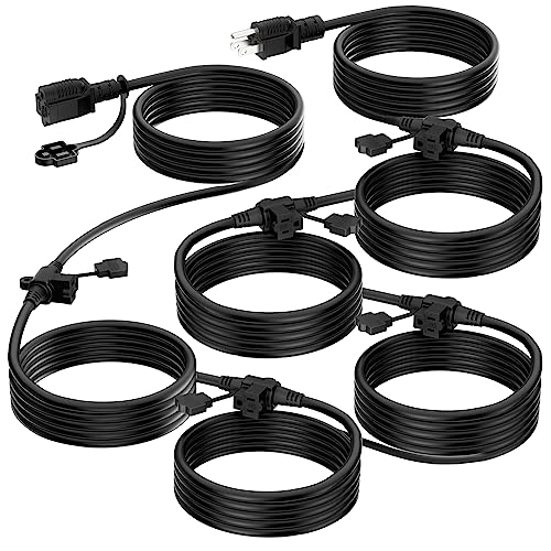 K KASONIC - Outdoor Extension Cord 50 FT, Evenly Spaced 6 Outlets Plugs, 16/3 SJTW Weatherproof Multiple Outlets Wire for Landscaping Light, Holiday Decoration and Christmas, ETL Listed, Black - Image 1