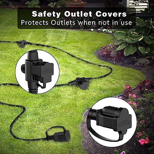 K KASONIC - Outdoor Extension Cord 50 FT, Evenly Spaced 6 Outlets Plugs, 16/3 SJTW Weatherproof Multiple Outlets Wire for Landscaping Light, Holiday Decoration and Christmas, ETL Listed, Black - Image 5