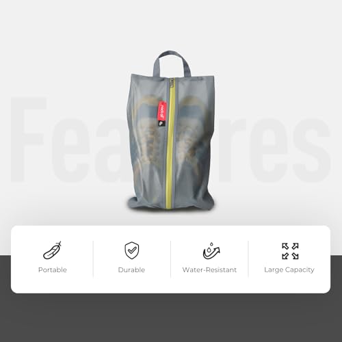 pack all Shoe Bag for Travel, Water-Resistant Shoe Pouch for Gym, Odor-Resistant Soccer Cleats Bag for Sport (Grey, 1-Pack) - Image 3