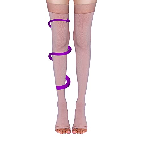 Sorgen Royale (Microfiber) Extra Soft Superior Fabric Medical Compression Stockings for Varicose Veins Class 1 Thigh Length | Above knee class I compression socks | 18-21 mm Hg (Large) - Image 1