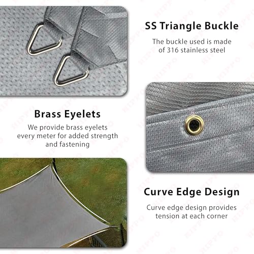 HIPPO Waterproof Sun Shade Sails HDPE Fabric - Rain Protection Sails for Terrace Shed, Shade Awnings for Car Parking (Bamboo-Mocha, 8.00FTX5.00FT) - Image 3