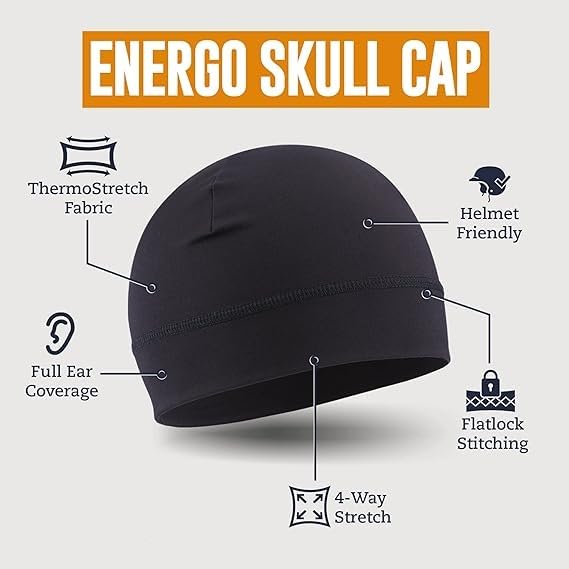 PAROPKAR Skull Cap Helmet Liner Cap for Men - Motorcycle, Cycling, Football Head Beanie & Hard Hat Liner - Sweat Wicking cap (White) - Image 3