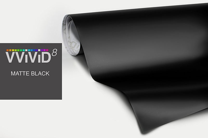 لفائف فينيل أسود غير لامع ساتيني من VViViD مع تقنية تحرير الهواء 6 قدم × 5 قدم لمجموعة تغليف غطاء السقف أو الصندوق