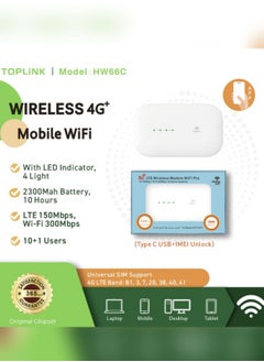TOPLINK HW66C 4G Pocket Mobilie Wi-Fi Router With 3000mAh Battery ，LTE 150Mbps,Plug And Play, Connects Up 12 Users，Compatible With All SIM Cards  - Image 5