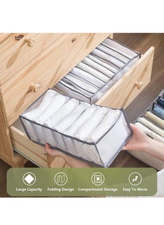 Arabest Wardrobe Clothes Organizer for Jeans, Upgraded Drawer Organizers for Clothing with Handle Foldable, Drawer Organizers Clothes for Family (6 Packs: Shirt+Jeans+T-Shirt+Bra+Underwear+Socks, Gray)  - Image 4