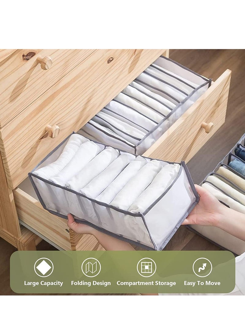 Arabest Wardrobe Clothes Organizer for Jeans, Upgraded Drawer Organizers for Clothing with Handle Foldable, Drawer Organizers Clothes for Family (6 Packs: Shirt+Jeans+T-Shirt+Bra+Underwear+Socks, Gray)  - Image 4
