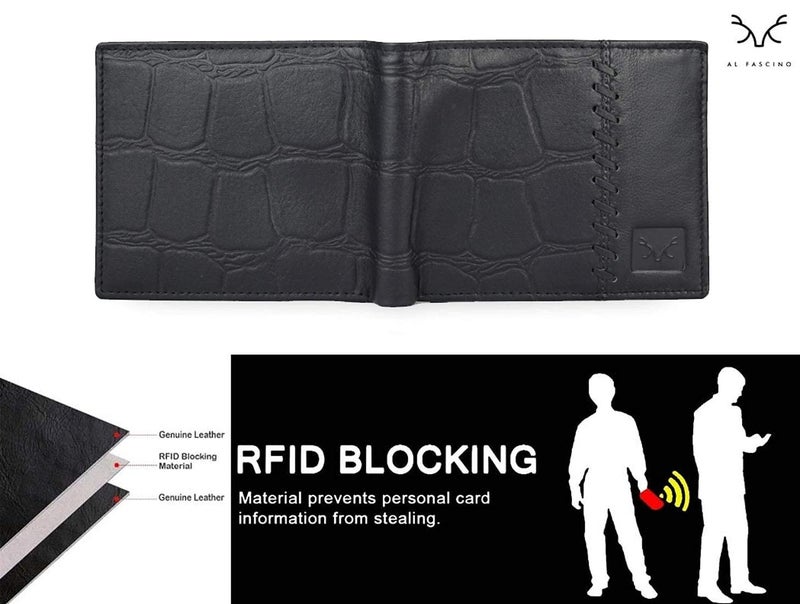 AL FASCINO Wallet for Men Stylish Purse for Men RFID Wallet Purse for Men Genuine Leather Wallet Mens, Wallets for Men (Dusky Black) - Image 5