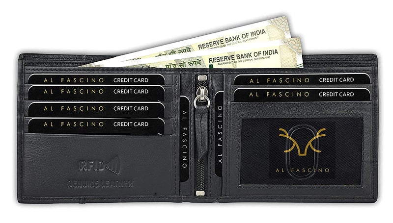 AL FASCINO Wallet for Men Stylish Purse for Men RFID Wallet Purse for Men Genuine Leather Wallet Mens, Wallets for Men (Dusky Black) - Image 4