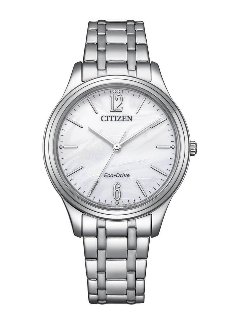 سيتيزن Elegance Eco-Drive Women’s Watch EM0411-71A, 34 mm White Dial, Stainless Steel Case & Bracelet, 50 m WR - Image 1