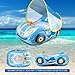 BOffer Baby Pool Float with Canopy PVC Baby Swim Float with Sun Shade Cover 3D Car Toddler Pool Float Swimming Floats Seat Boat for 1218 1224 Months Age 23 3 Years Blue Canopy - Image 4