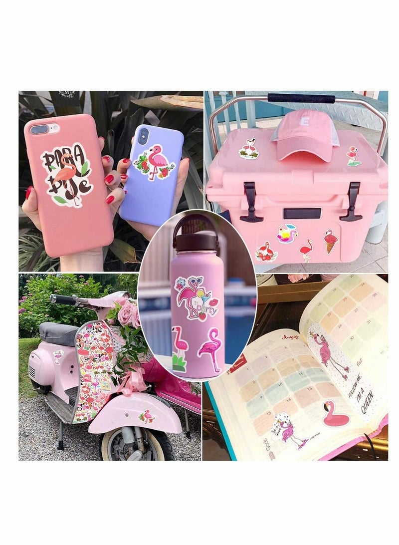 KASTWAVE Waterproof Stickers Laptop Stickers 50 Pcs Fashion Laptop Decals lovely Aesthetic Vinyl Stickers for Water Bottles Skateboard Stickers DIY Stickers for Luggage Phone Case Logo for Books (Flamingo) - Image 2