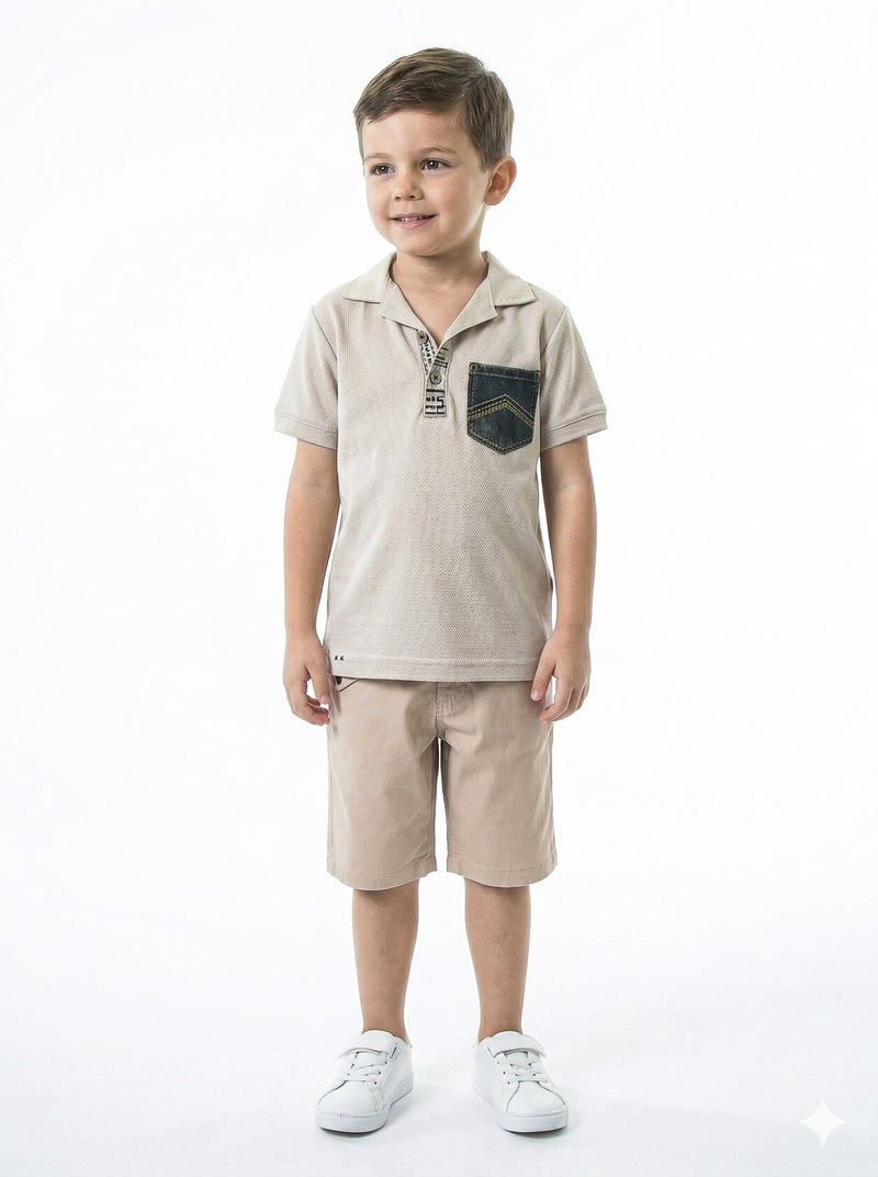 Hype Boys' two-piece summer set (T-shirt + shorts) for ages 4 to 8 years 6616 - Image 2