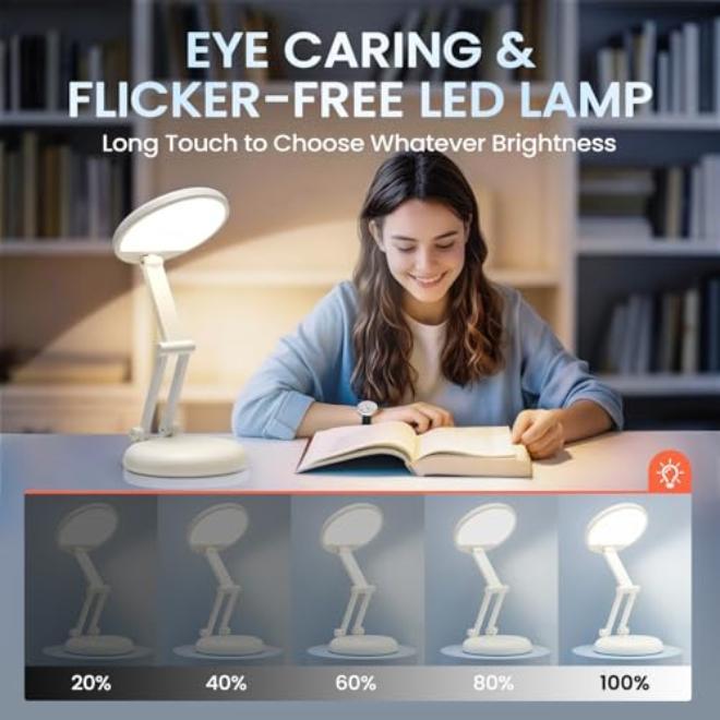Rechargeable Desk Lamp with 360° Adjustable Arm and Touch Control – Ideal for Gifting, Home Office, Bedroom, Study – 3600mAh Battery, Dimmable LED - Image 2