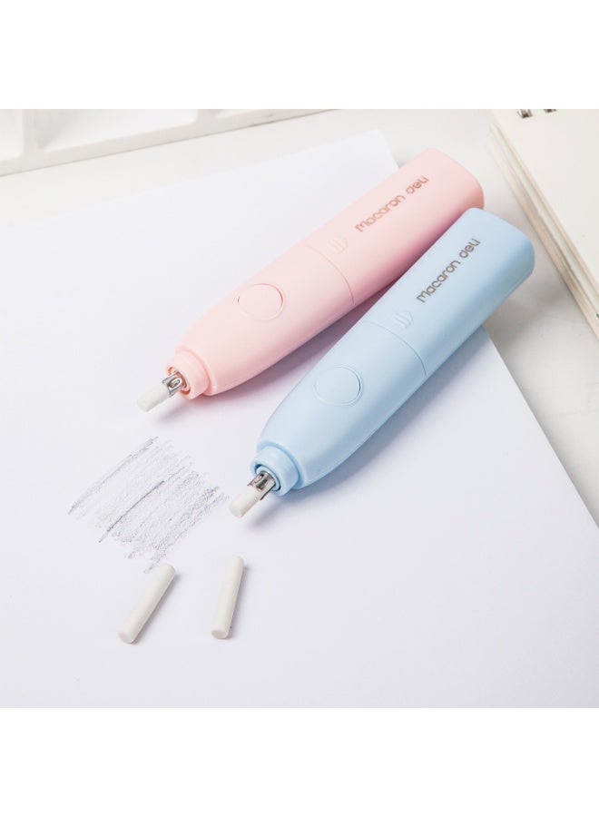 Deli Deli EH02701 Electric Eraser – PVC-Free, Non-Toxic, 2-in-1 Fan and Eraser, Coral Pink & Mist Blue, 128×27×22mm - Image 5