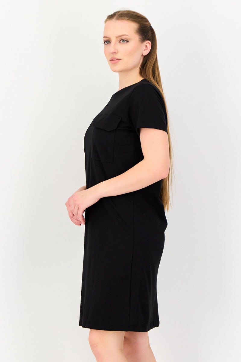 trendyol Women Plain Pocket Detailed Mini T-Shirt Dress, Black - Image 2