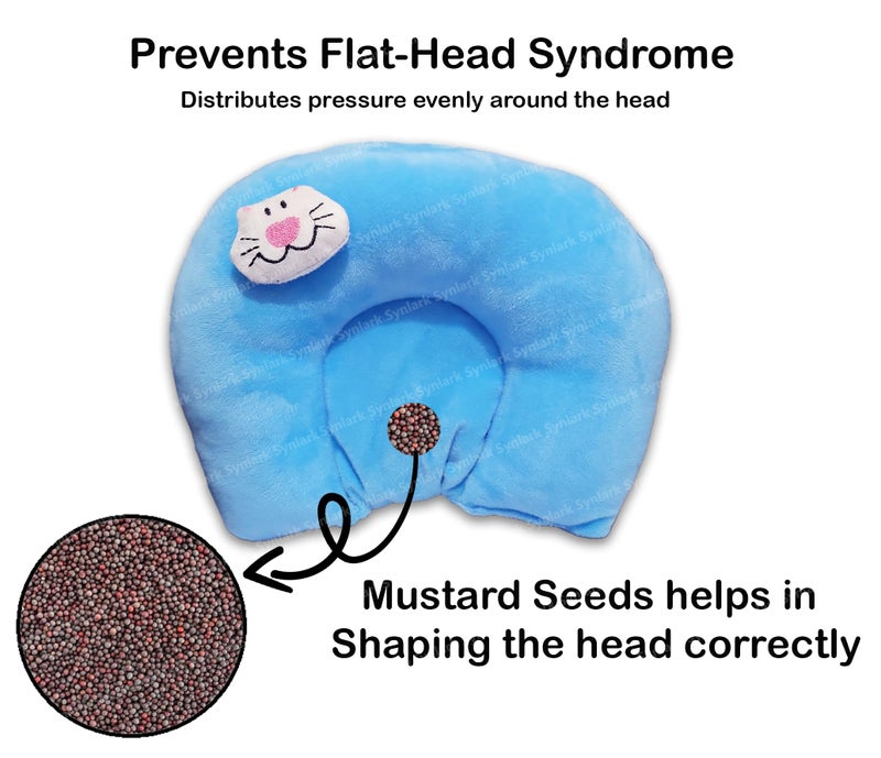 Synlark Mustard Seed Pillow for New Born Baby, Ideal for Round Head Shaping Seed Pillow for 0 to 12 Months Babies (Sky-Blue) - Image 3