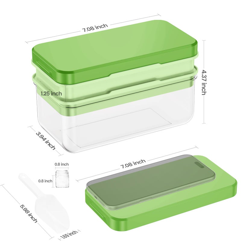 PHINOX Ice Cube Tray With Lid and Bin, Ice Trays for Freezer, Flexible Ice Cube Trays, Making 56 pcs Ice Cubes, Chilling Cocktail, Whiskey, Coffee, with 2 trays, Ice Container, Scoop&Cover, BPA Free - Image 3