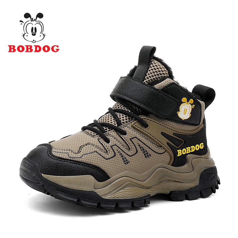 Babu Bean Children'S Shoes Boys 2024 Winter New Children'S Large Cotton Shoes Fleece-Lined Mountaineering Shoes Boys Snow Martin Boots - Image 1