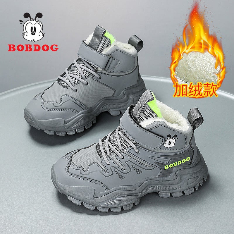 Babu Bean Children'S Shoes Boys 2024 Winter New Children'S Large Cotton Shoes Fleece-Lined Mountaineering Shoes Boys Snow Martin Boots - Image 4