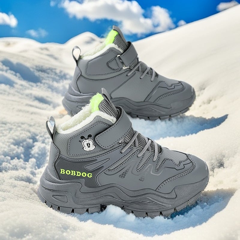 Babu Bean Children'S Shoes Boys 2024 Winter New Children'S Large Cotton Shoes Fleece-Lined Mountaineering Shoes Boys Snow Martin Boots - Image 2