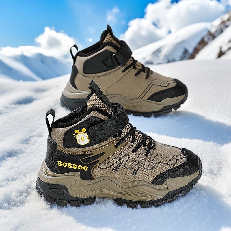 Babu Bean Children'S Shoes Boys 2024 Winter New Children'S Large Cotton Shoes Fleece-Lined Mountaineering Shoes Boys Snow Martin Boots - Image 3
