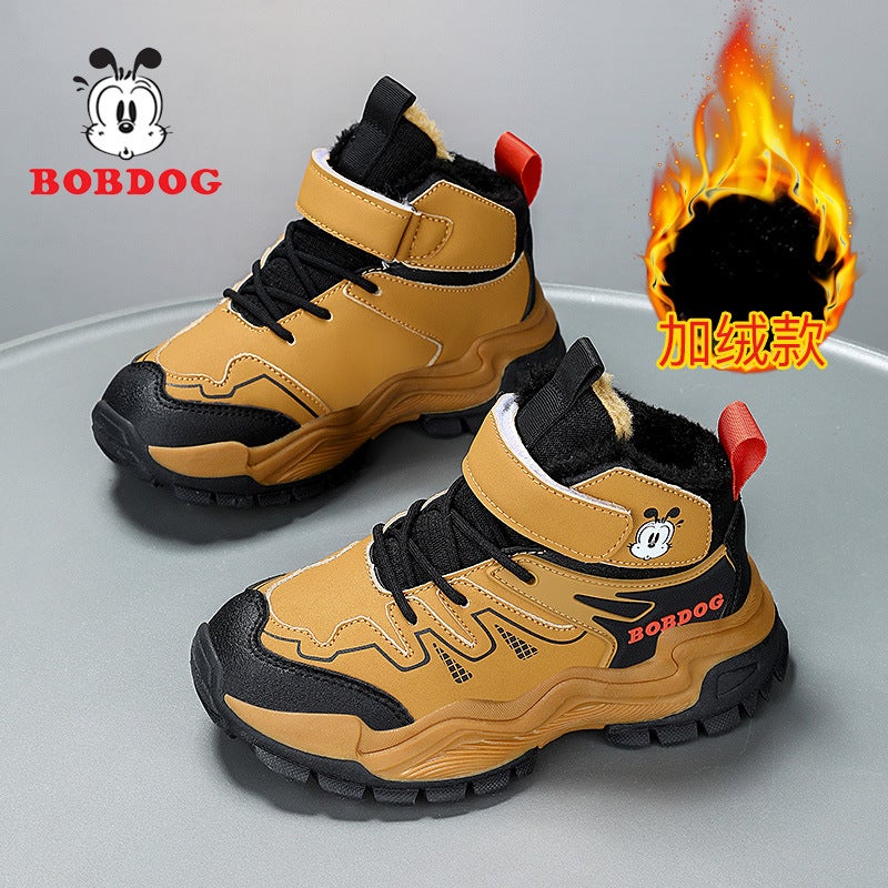 Babu Bean Children'S Shoes Boys 2024 Winter New Children'S Large Cotton Shoes Fleece-Lined Mountaineering Shoes Boys Snow Martin Boots - Image 5