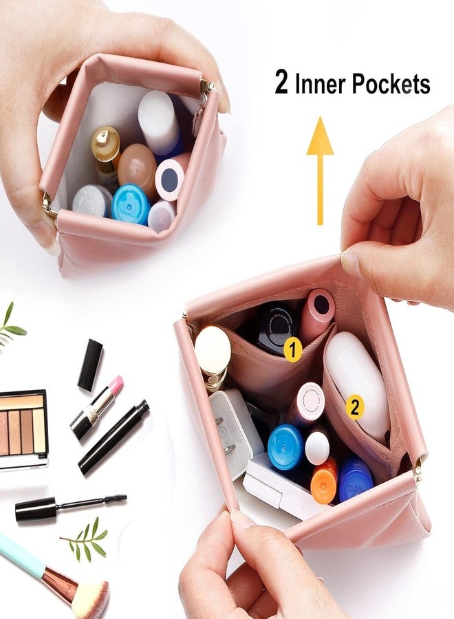 Moxtiza Makeup Pouch for Women's Makeup Bag for Purse Coin Pouch Travel Makeup Organizer Bag Waterproof Cosmetic Pouch Travel Case (Pack of 2, Pink) - Image 2
