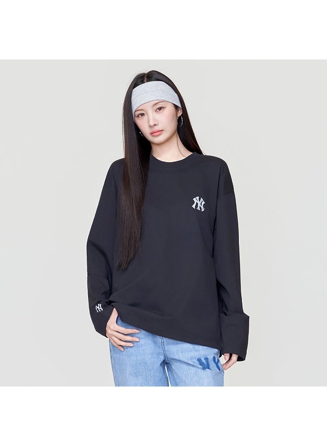 MLB Unisex NY Embroidered Logo Black Oversized Long Sleeve T‑Shirt-L - Image 1