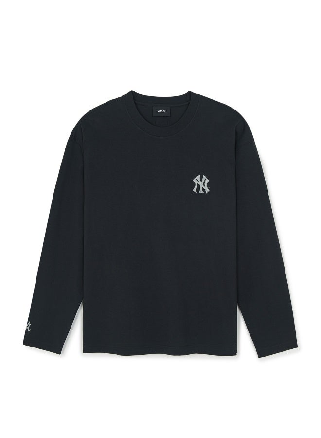 MLB Unisex NY Embroidered Logo Black Oversized Long Sleeve T‑Shirt-L - Image 3