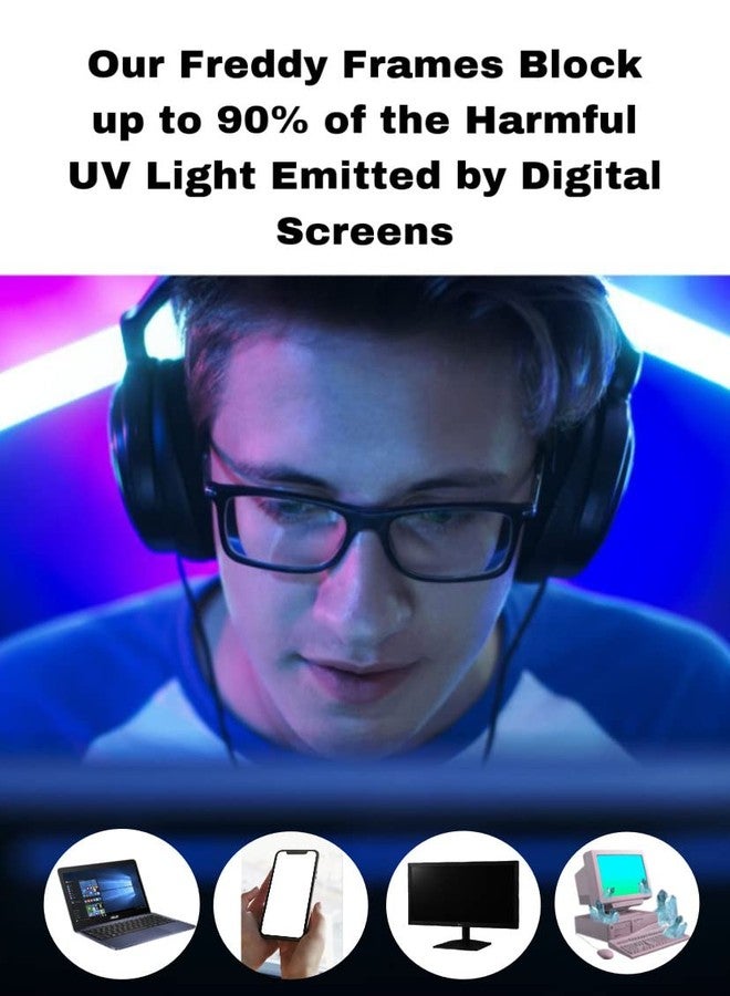 فريدي نظارات قراءة فريدي للجنسين، بدون عدسة زرقاء أو عدسة عاكسة، بإطار كامل، مناسبة للهواتف المحمولة وأجهزة الكمبيوتر المحمولة والأجهزة اللوحية (أزرق وأسود، 1.75) - Image 5