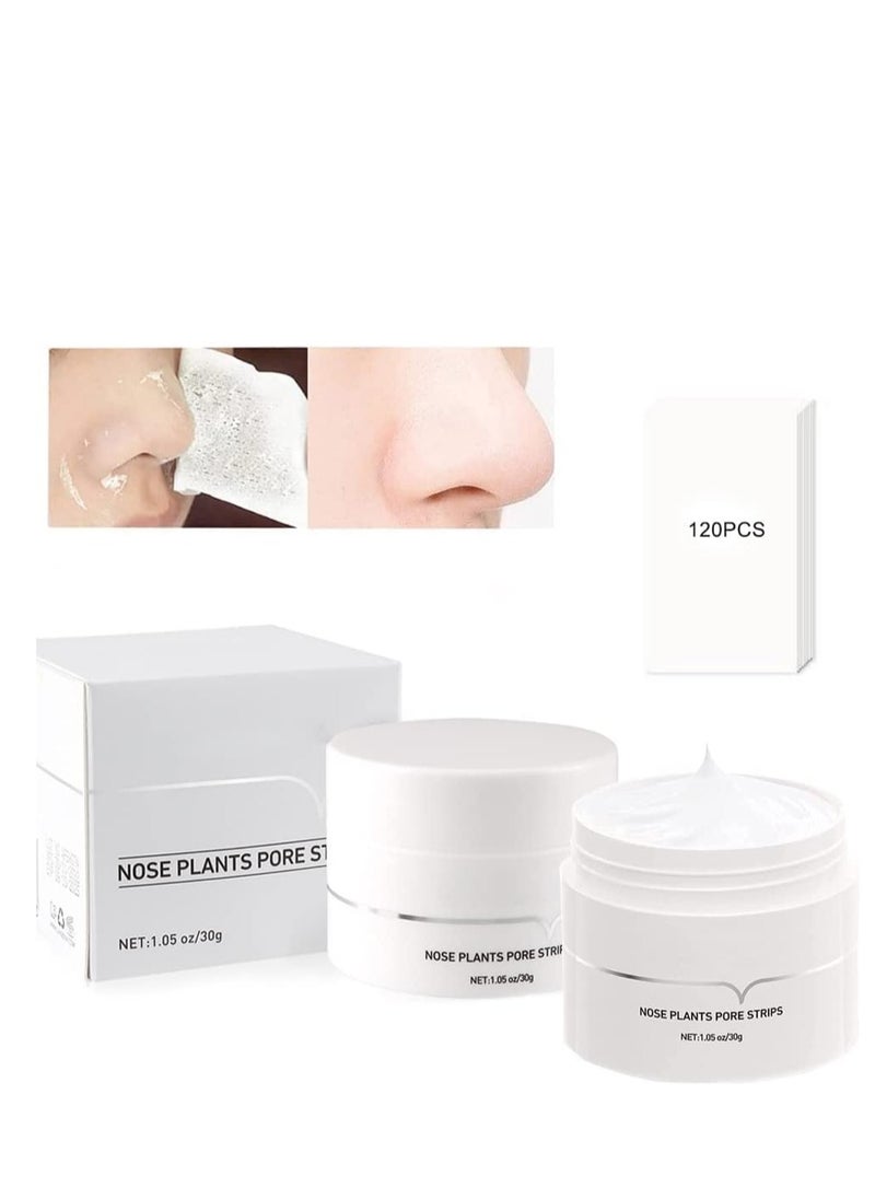 MAITING 2PCS Nose Plants Pore Strips, Blackhead Remover Mask Pore Strips for Face Nose, Black Head Remover Peel Off Face Mask Nose Strips for Blackheads with 120PCS Nose Strip  - Image 1